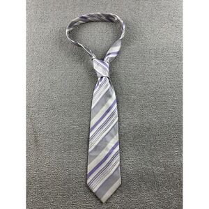 Vintage‎ Emmanuelle Khanh Homme Neck Tie Gray Purple Striped 100% Silk 90s